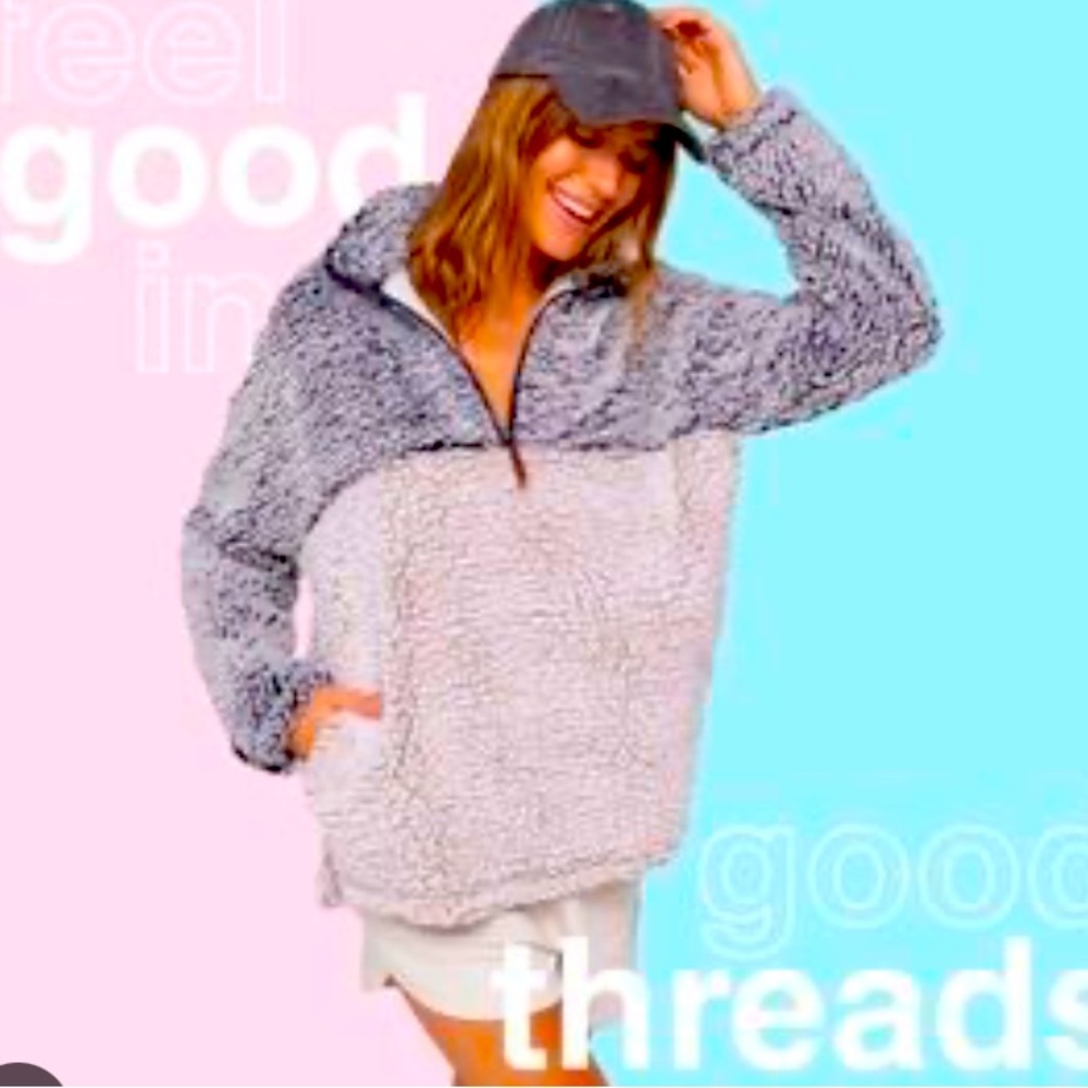 Thread n supply teddy bear lined 3/4 zip jacket sweater 🖤🖤🖤like new